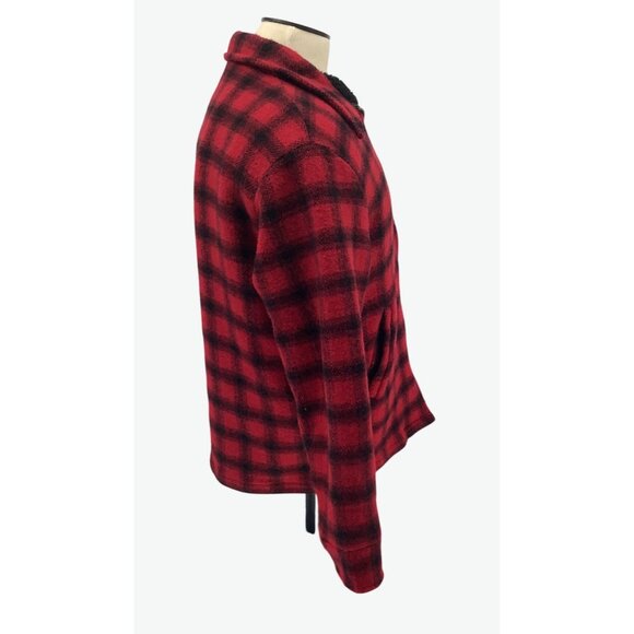 Vintage LL Bean Buffalo Plaid Wool Sherpa Lined Jacket Size Large Made In USA - Picture 3 of 7
